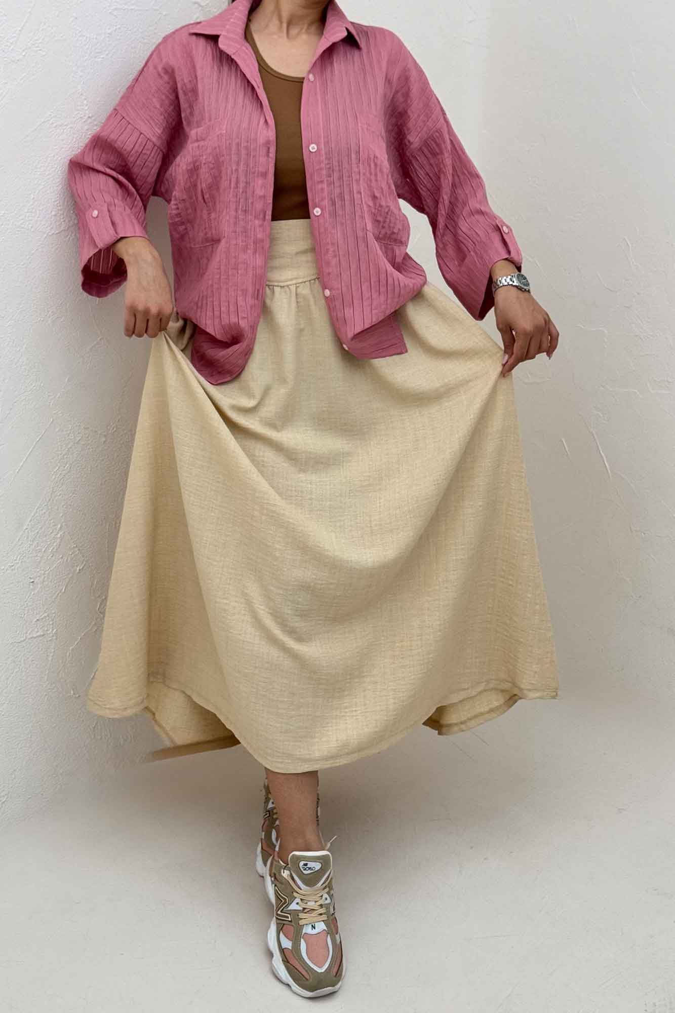 شومیز مانتویی دو جیب پاکتی سزار پاگن دار