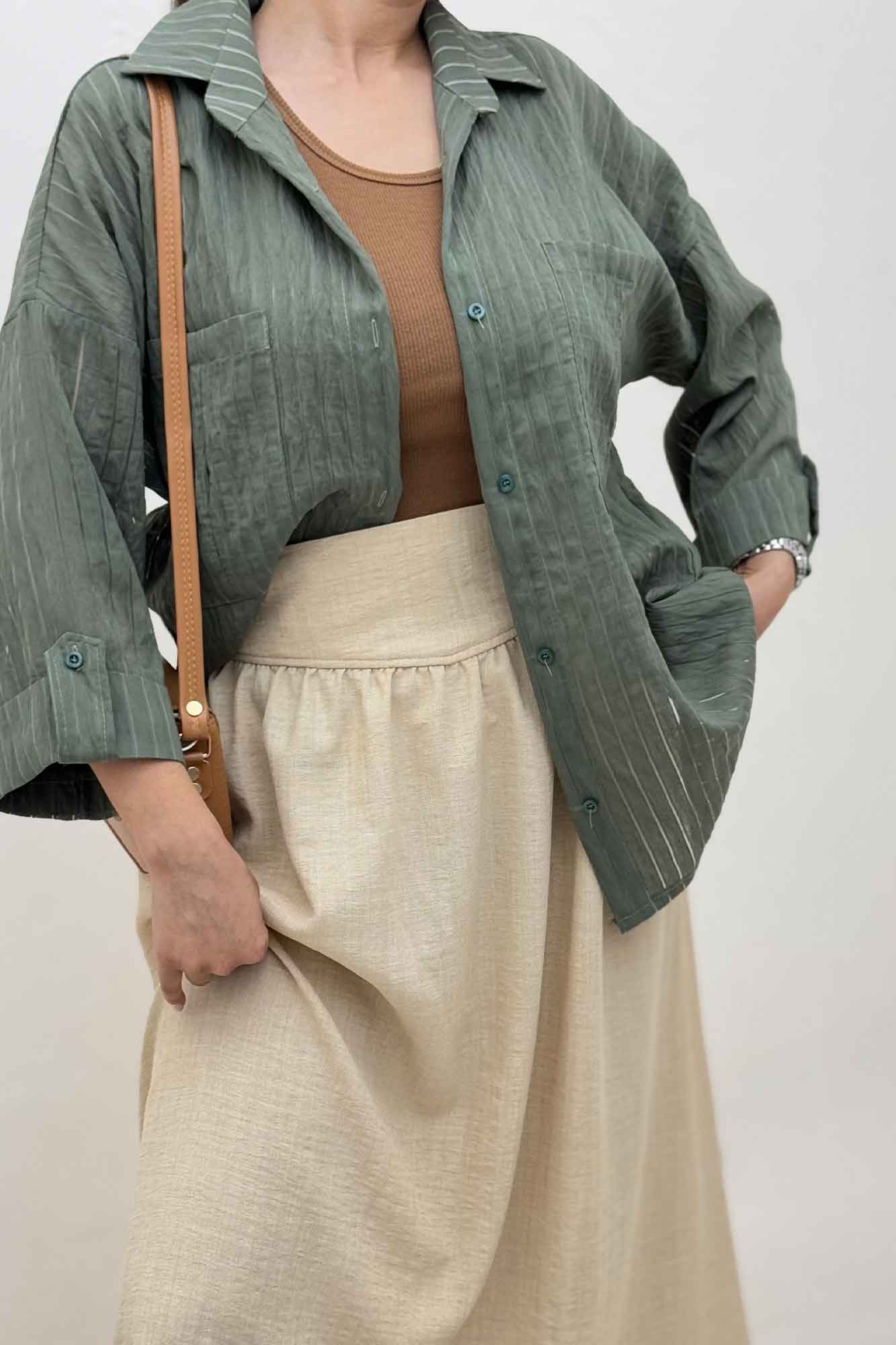 شومیز مانتویی دو جیب پاکتی سزار پاگن دار