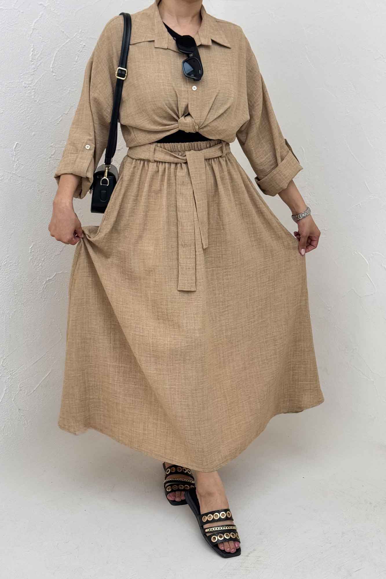 ست شومیز و دامن شانتون راهدار papia