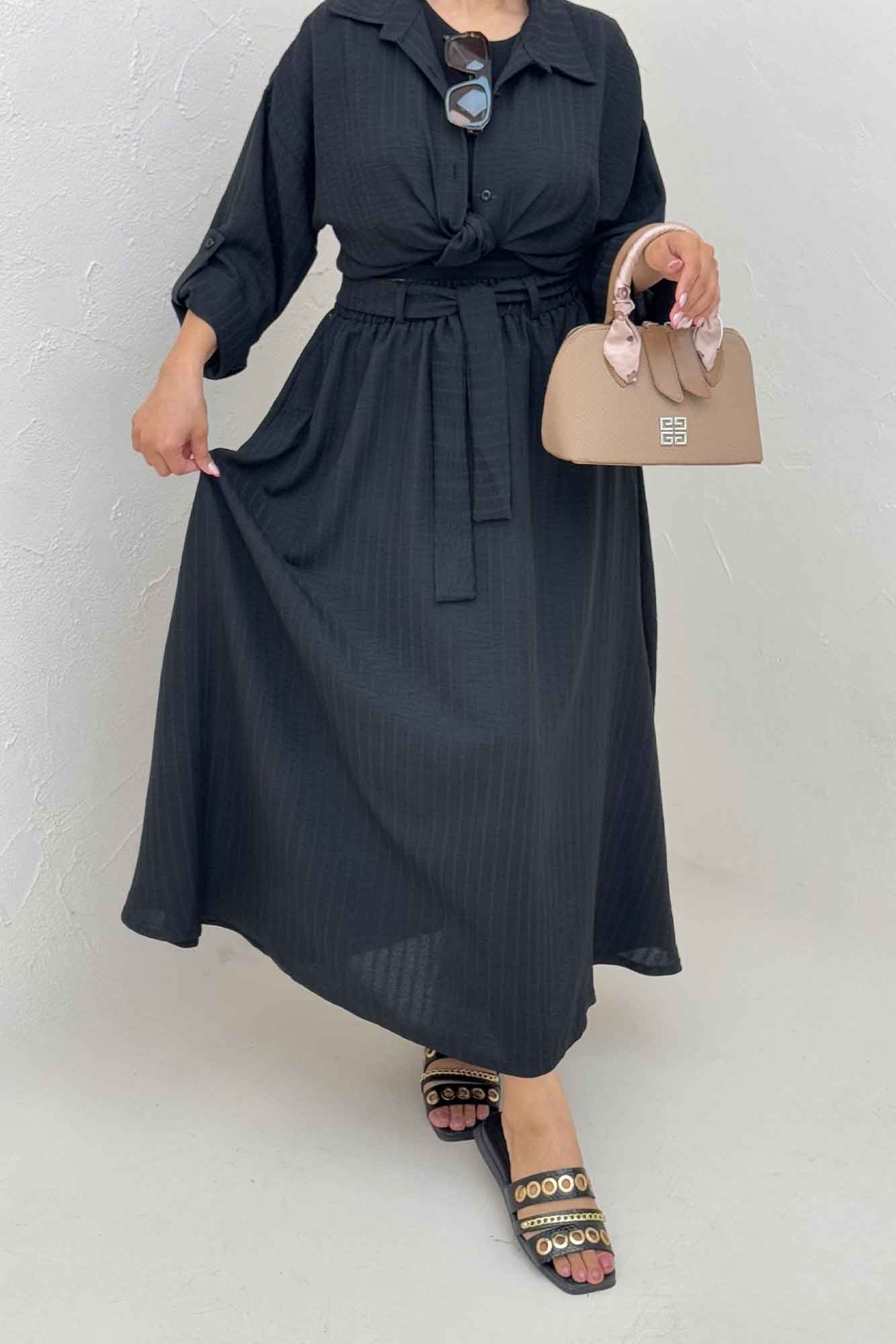 ست شومیز و دامن شانتون راهدار papia