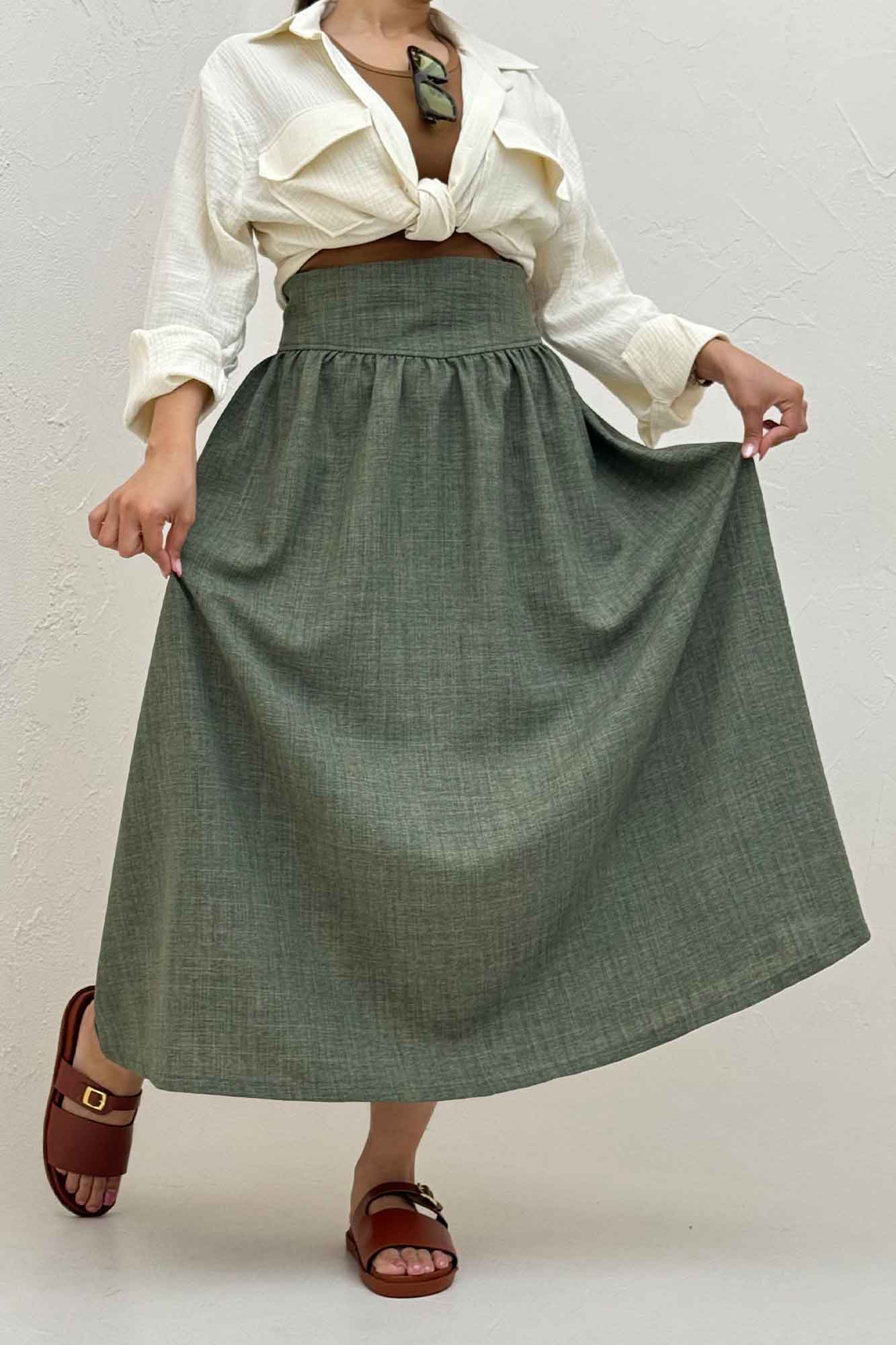 دامن بلند شانتون راهدار کمر پهن 