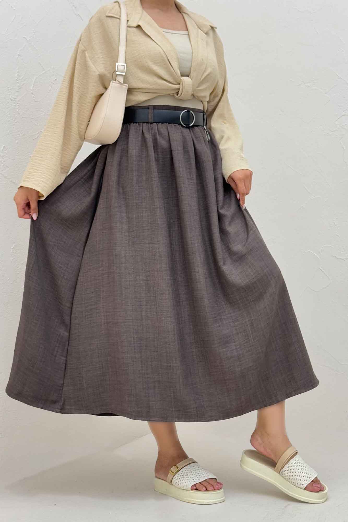 دامن بلند کمر پلدار شانتون 