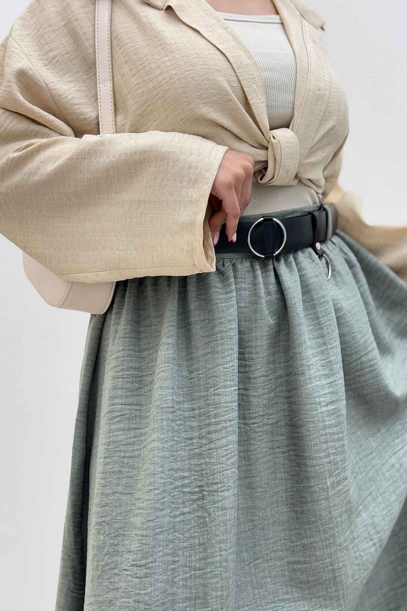 دامن بلند کمر پلدار شانتون 