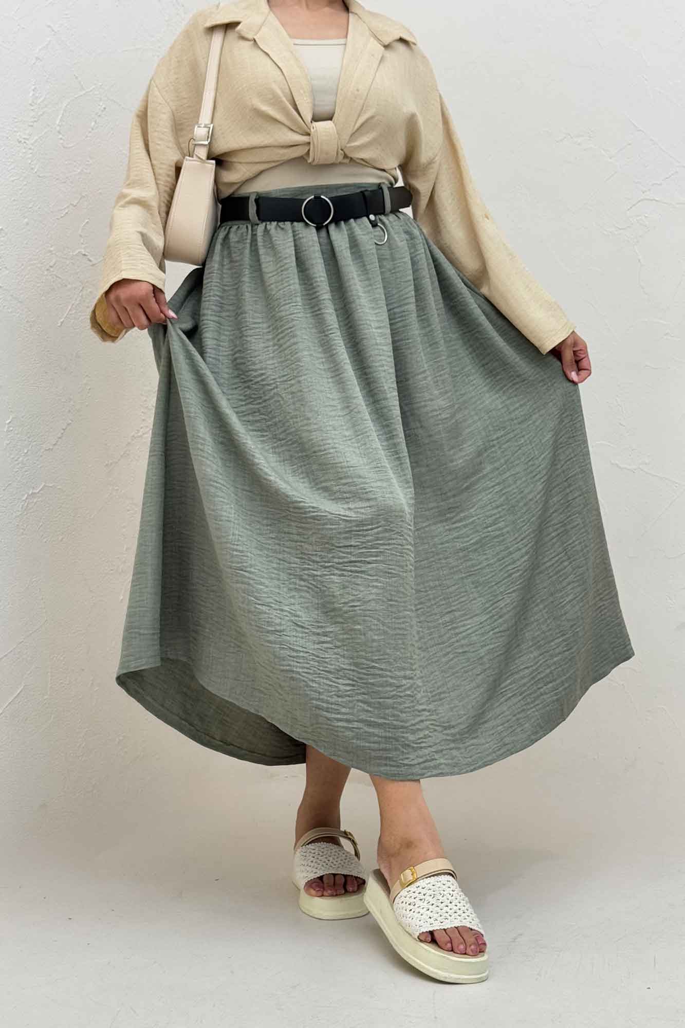 دامن بلند کمر پلدار شانتون 