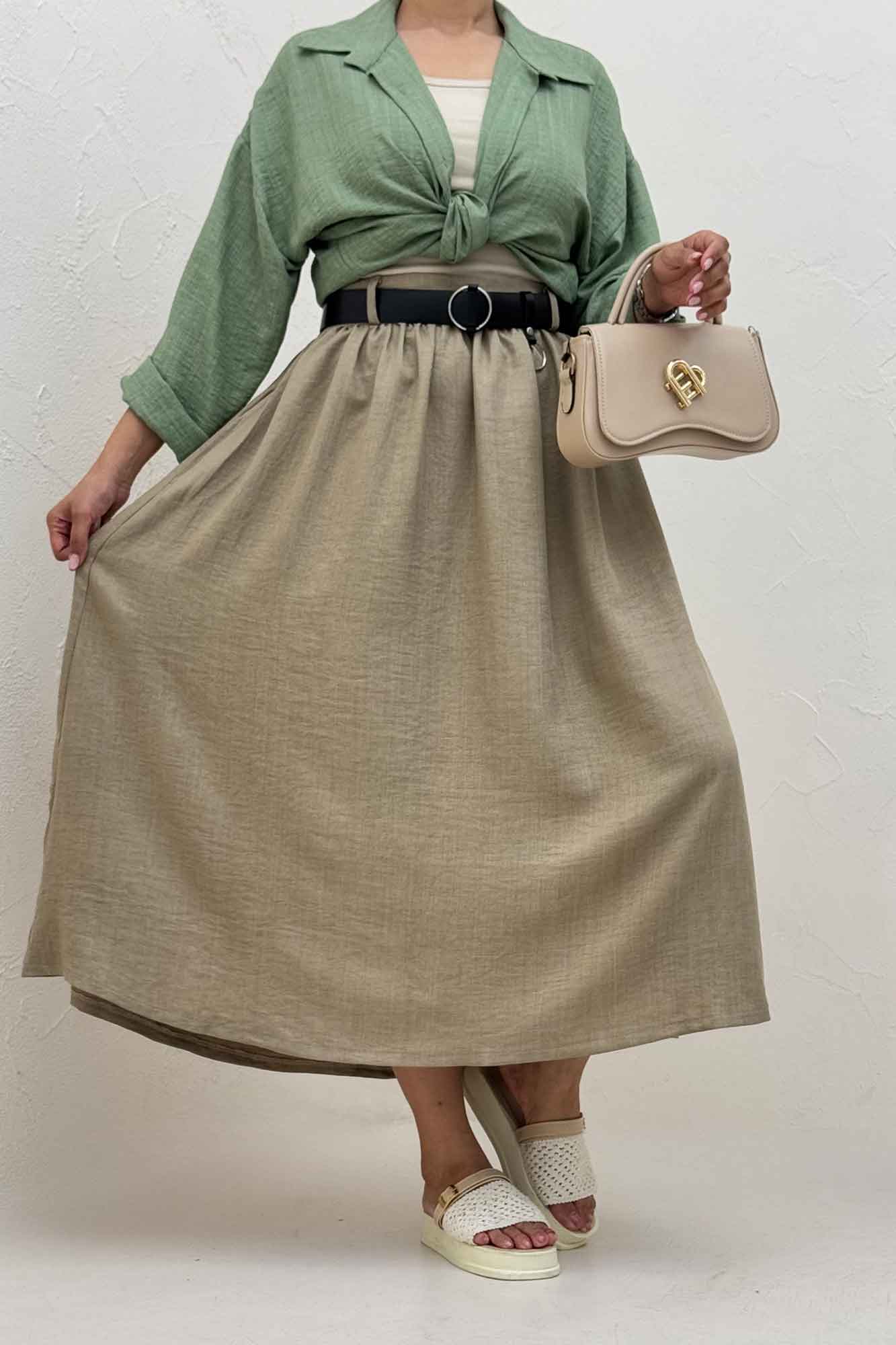 دامن بلند کمر پلدار شانتون 