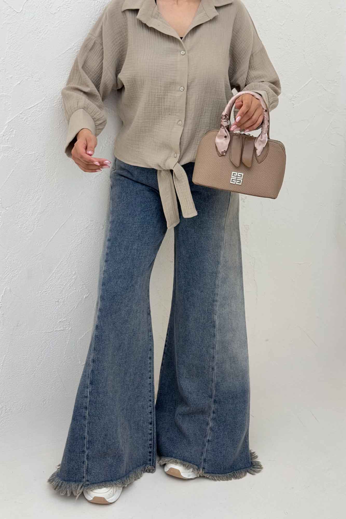 شومیز دبل فیس گره ای مچ دار