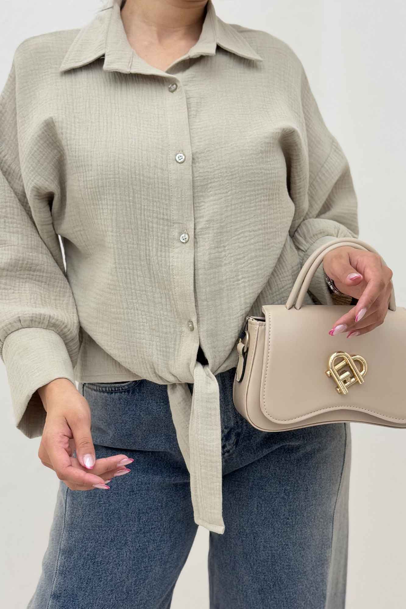 شومیز دبل فیس گره ای مچ دار