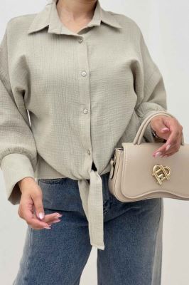 شومیز دبل فیس گره ای مچ دار