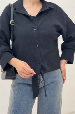 شومیز دبل فیس گره ای مچ دار