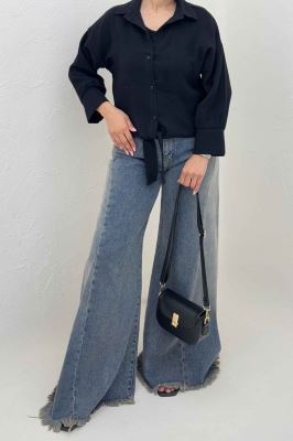 شومیز دبل فیس گره ای مچ دار