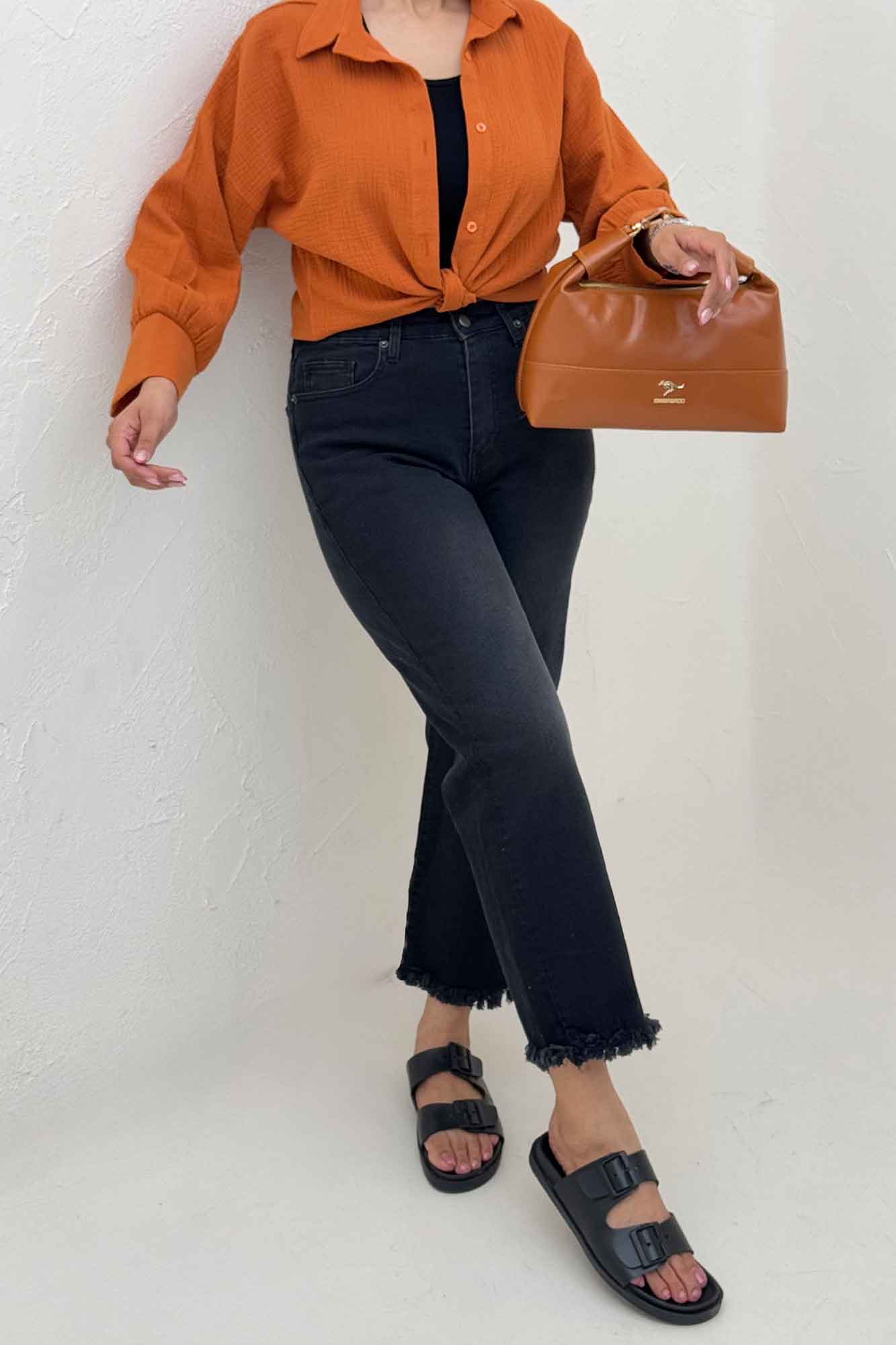 شومیز دبل فیس گره ای مچ دار