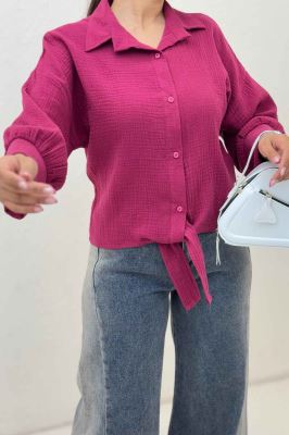 شومیز دبل فیس گره ای مچ دار