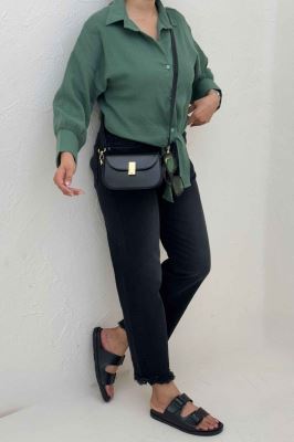 شومیز دبل فیس گره ای مچ دار