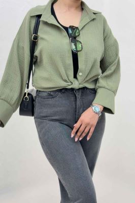 شومیز دبل فیس گره ای مچ دار