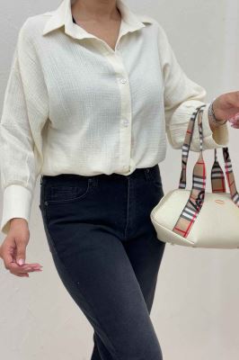 شومیز دبل فیس گره ای مچ دار