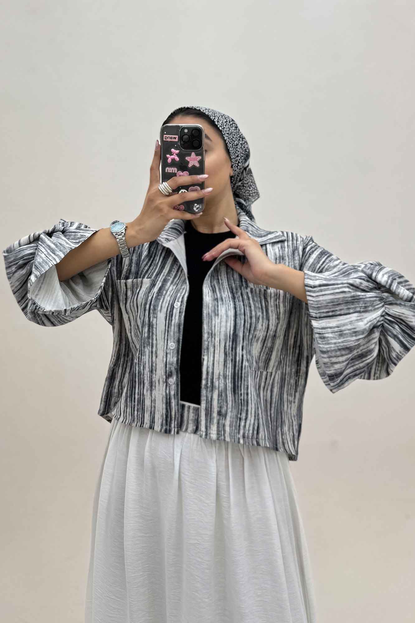 ست شومیز و دامن پرینتی کد 6