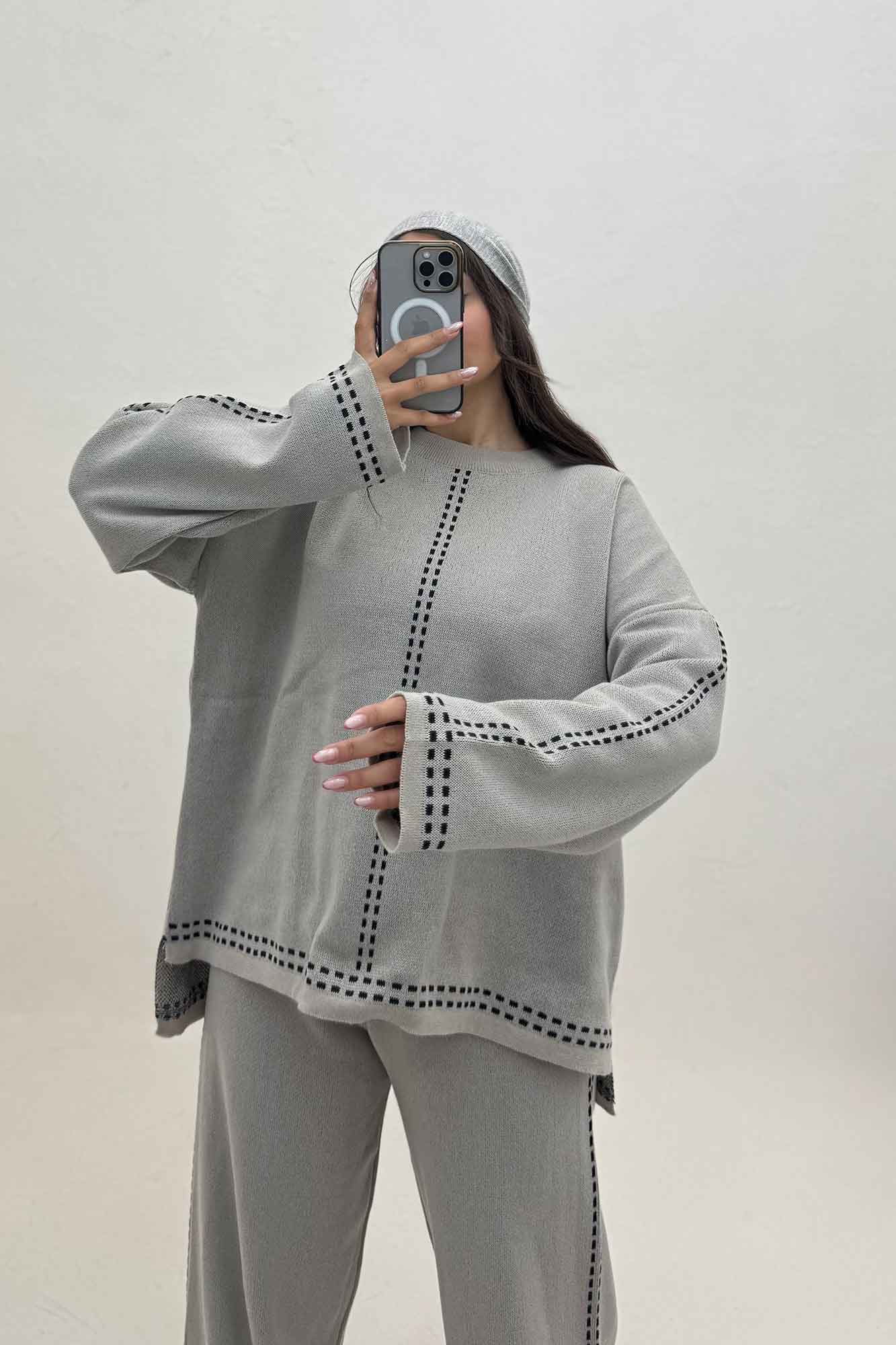 ست دورس و شلوار بافت لش پرفراژ  406