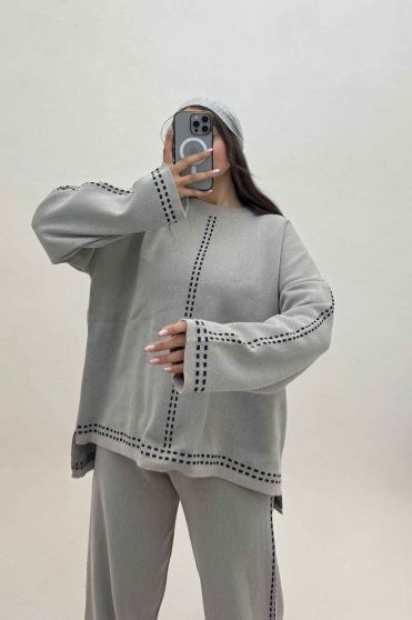 ست دورس و شلوار بافت لش پرفراژ  406