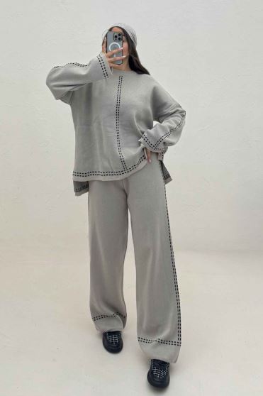 ست دورس و شلوار بافت لش پرفراژ  406