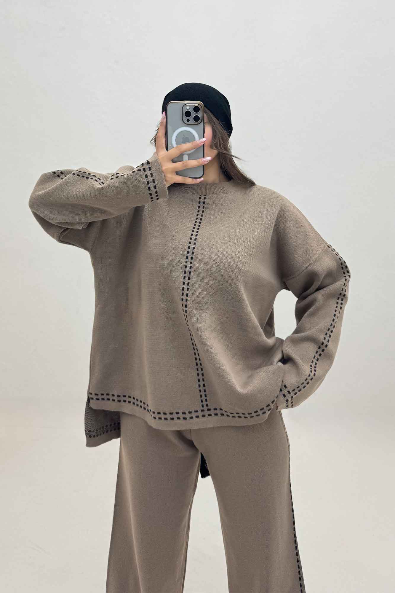 ست دورس و شلوار بافت لش پرفراژ  406