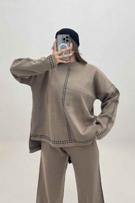 ست دورس و شلوار بافت لش پرفراژ  406