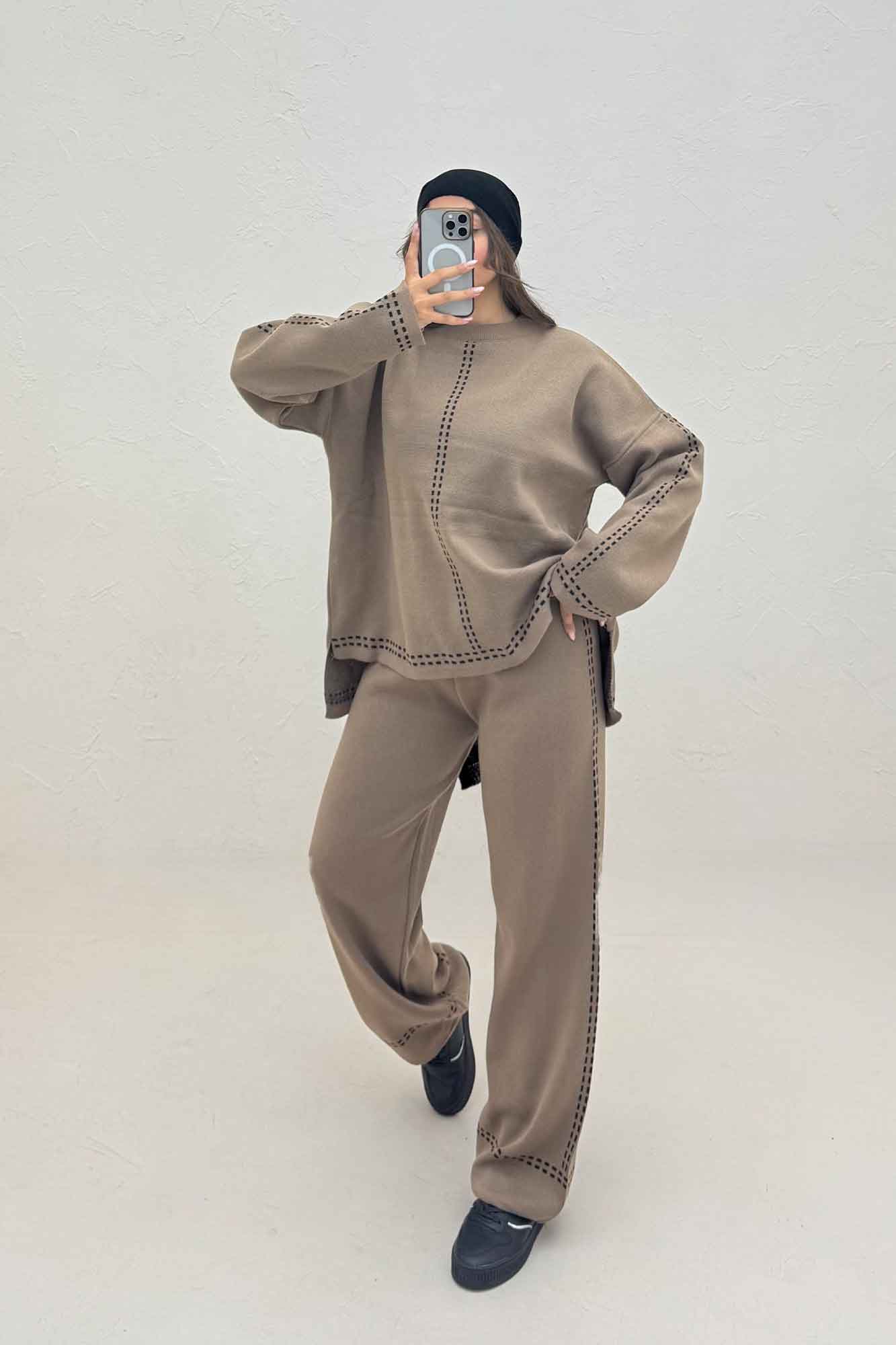 ست دورس و شلوار بافت لش پرفراژ  406