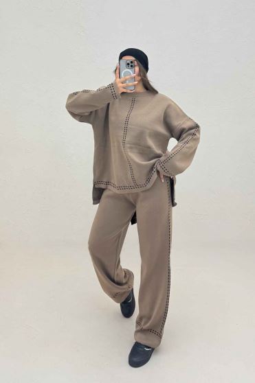 ست دورس و شلوار بافت لش پرفراژ  406