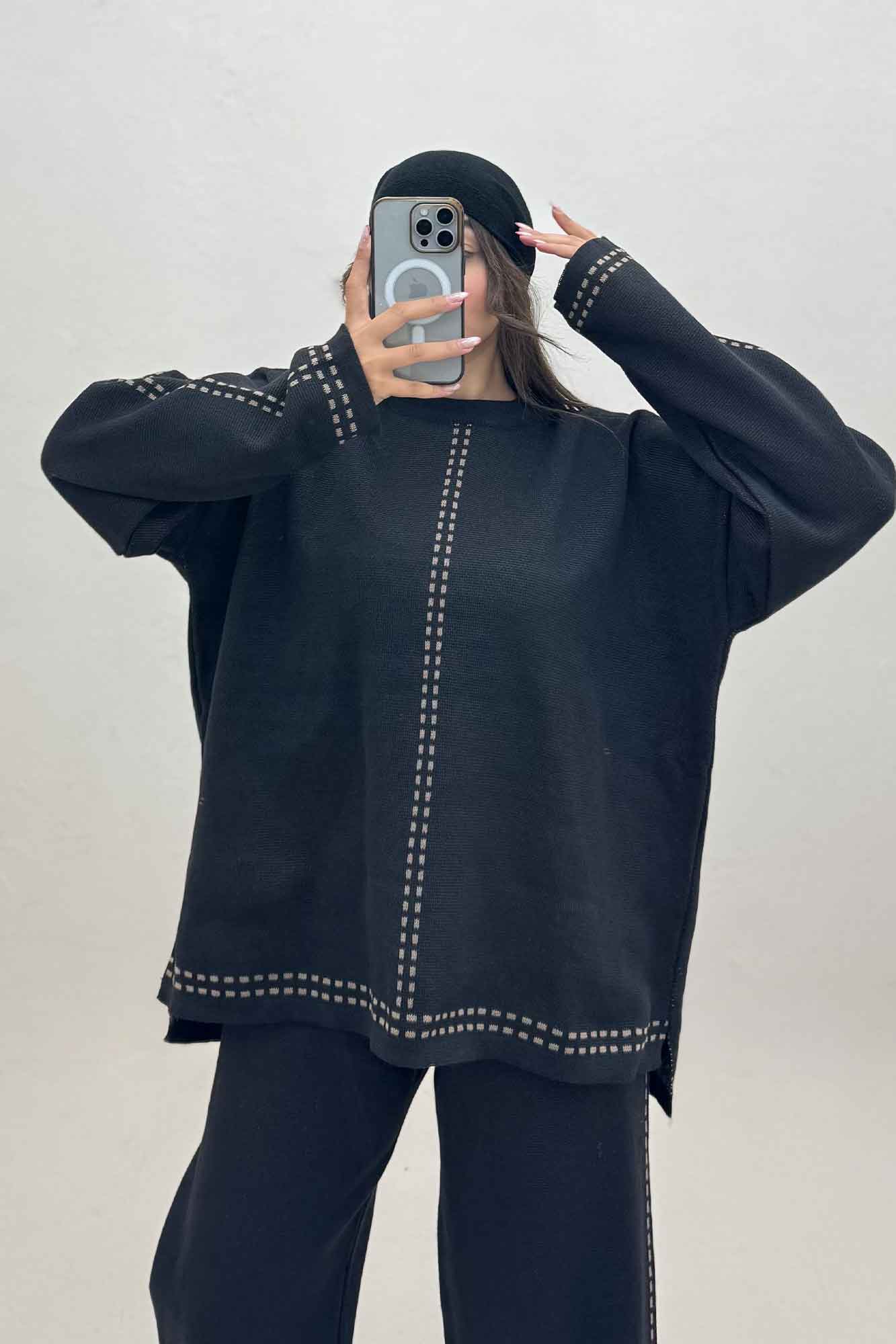 ست دورس و شلوار بافت لش پرفراژ  406