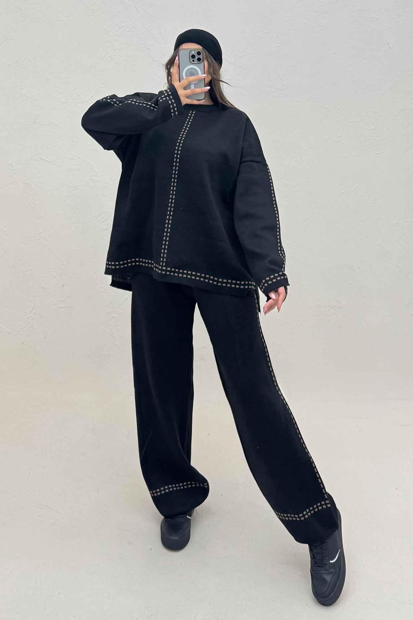 ست دورس و شلوار بافت لش پرفراژ  406