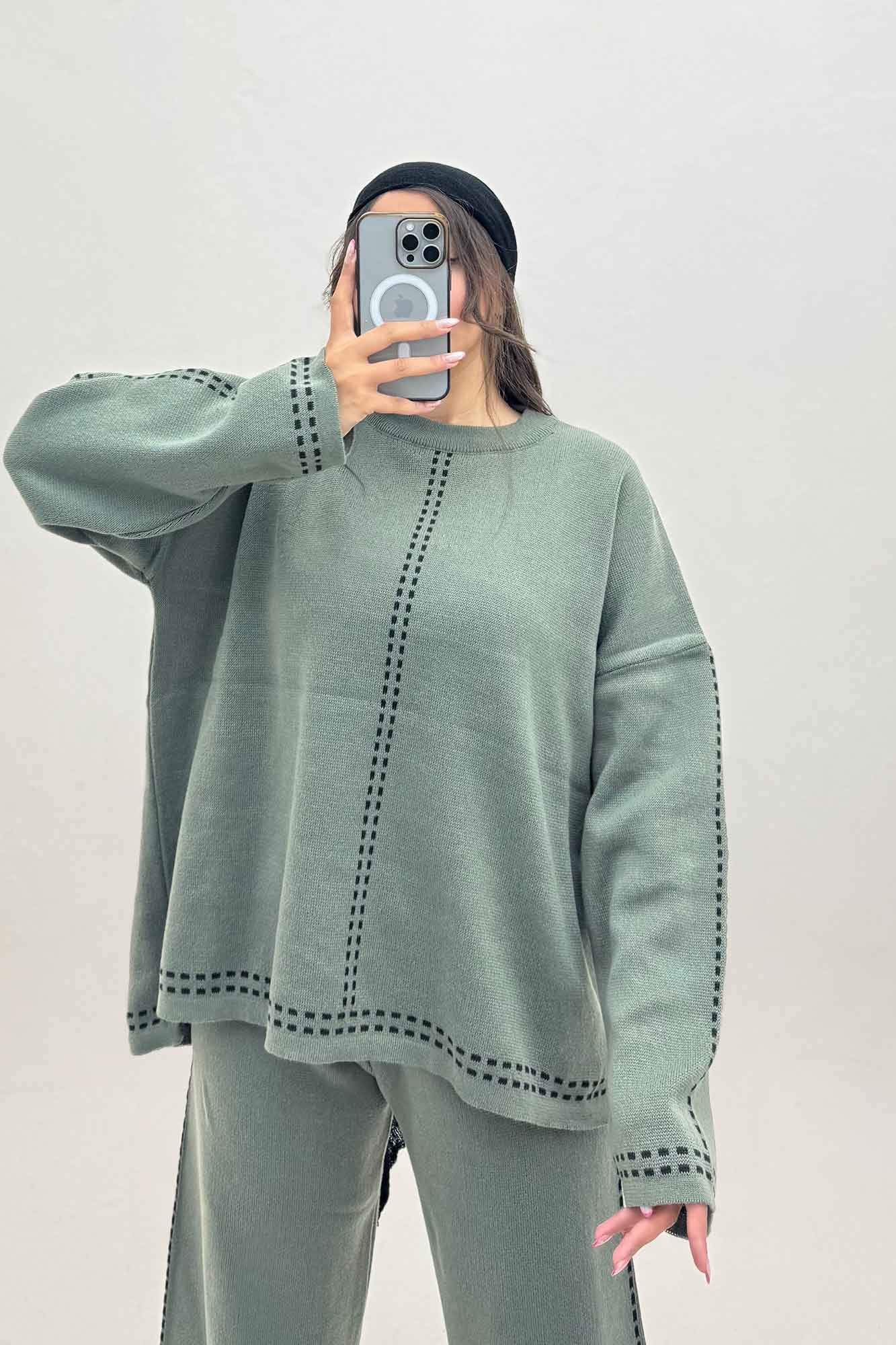 ست دورس و شلوار بافت لش پرفراژ  406