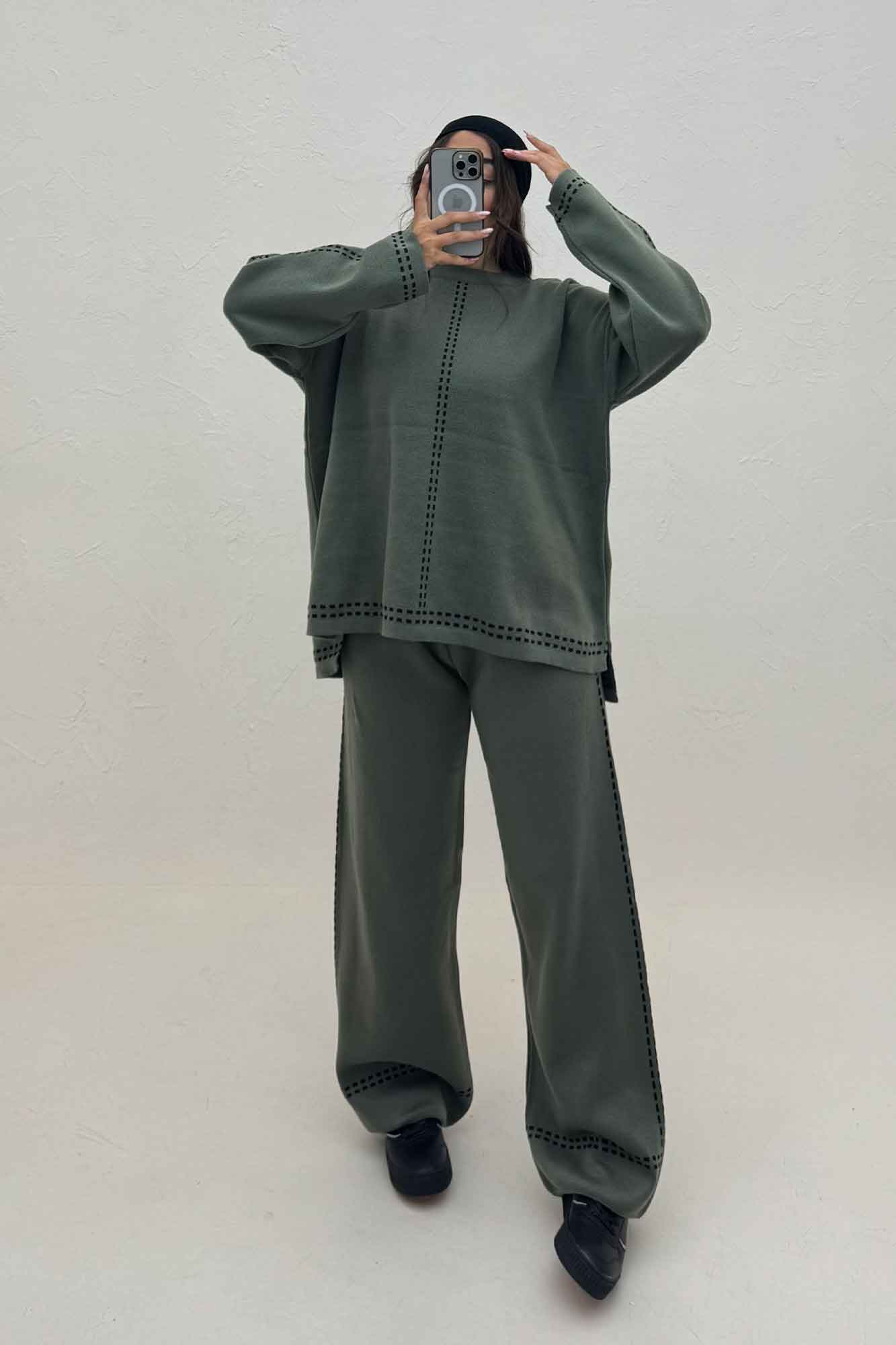 ست دورس و شلوار بافت لش پرفراژ  406