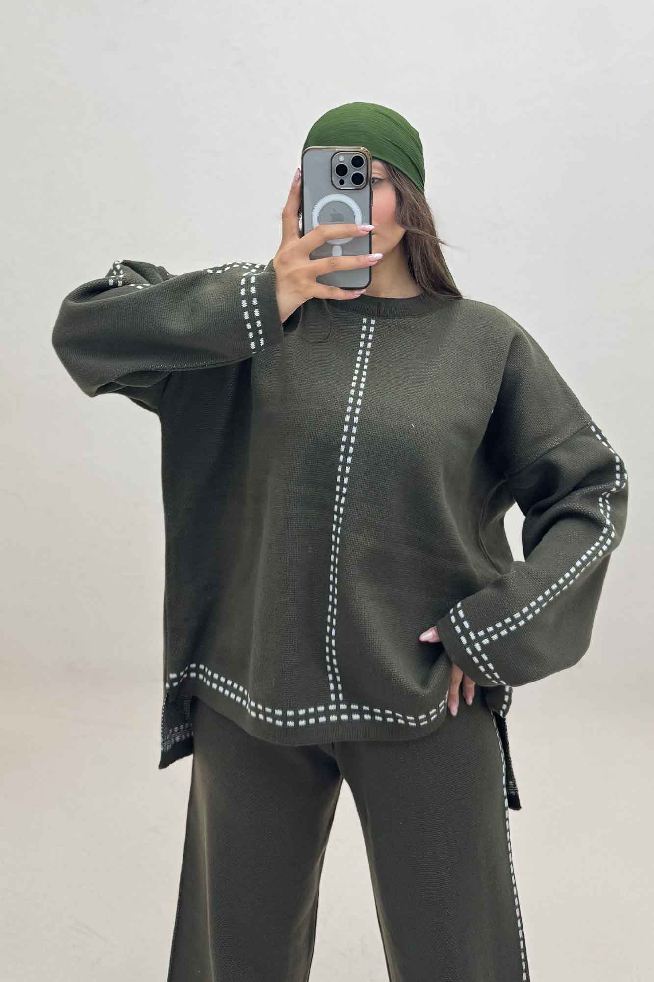 ست دورس و شلوار بافت لش پرفراژ  406