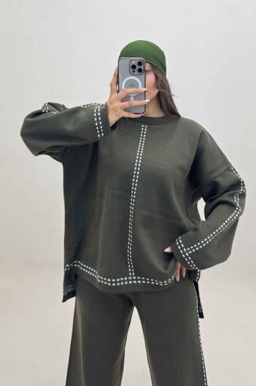 ست دورس و شلوار بافت لش پرفراژ  406