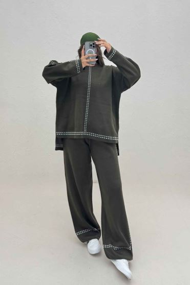 ست دورس و شلوار بافت لش پرفراژ  406