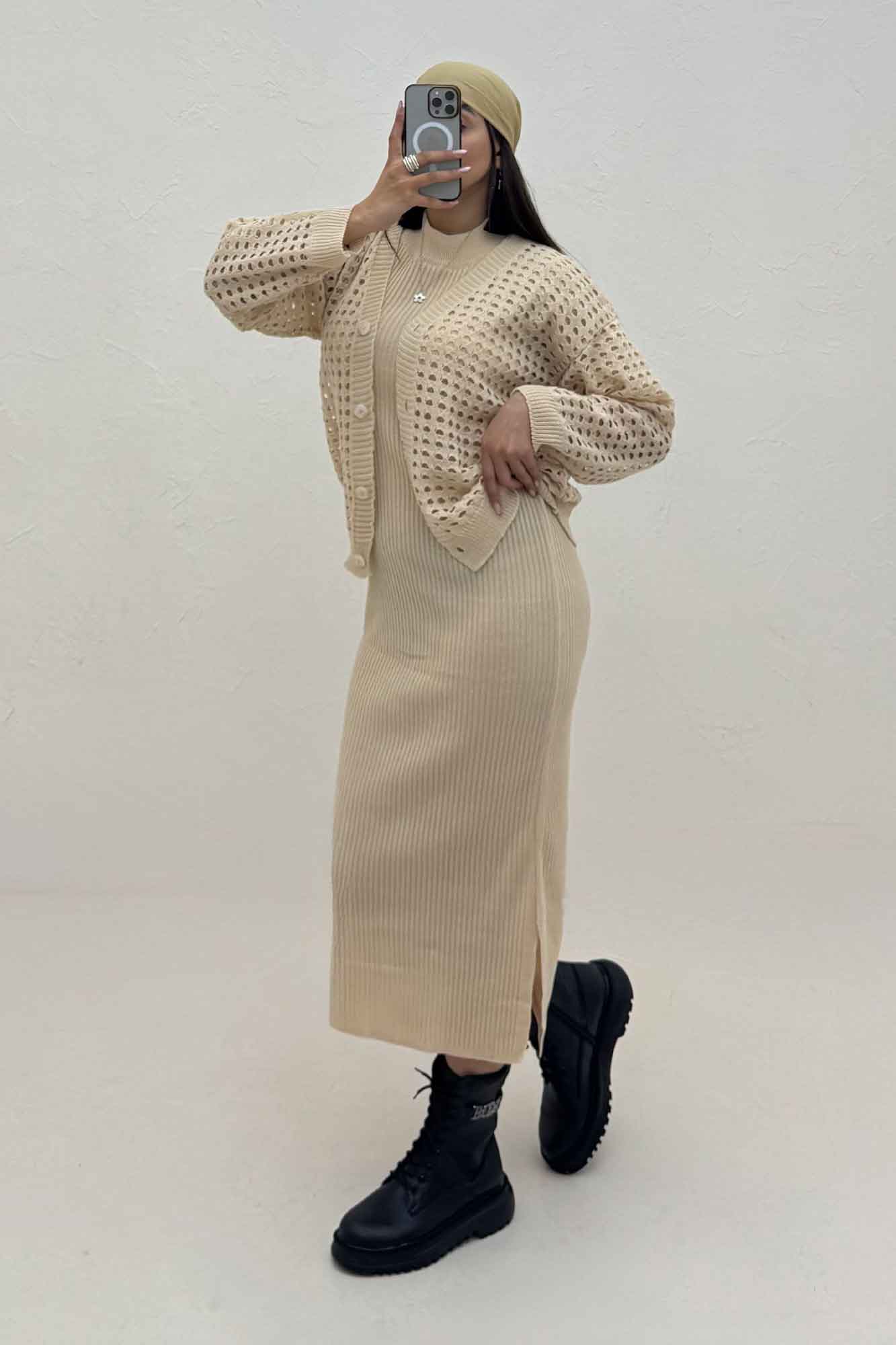 ست کت و سارافن پنجره ای بافت