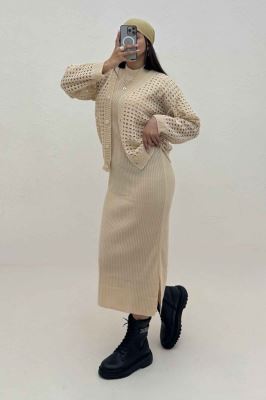 ست کت و سارافن پنجره ای بافت