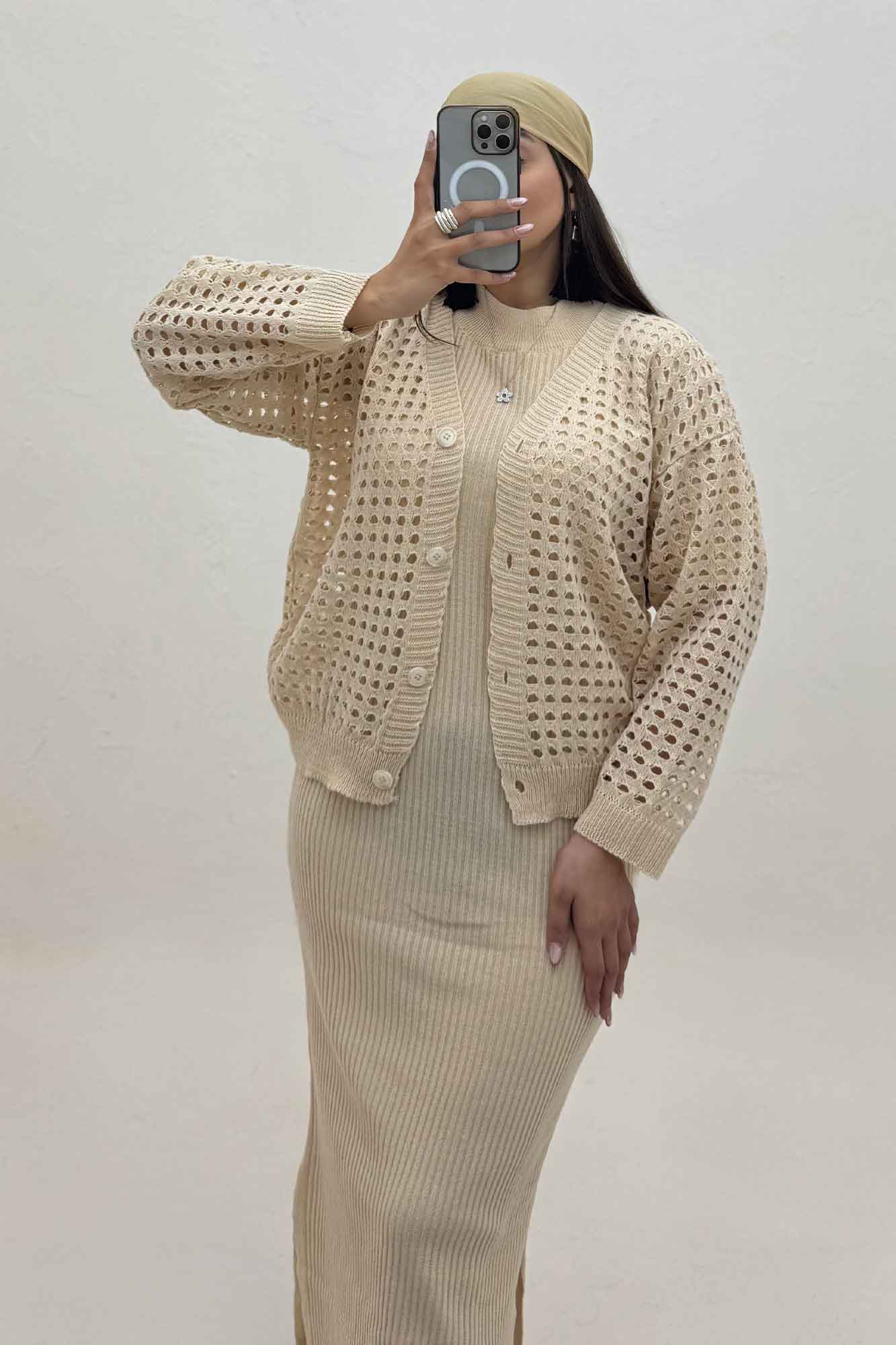 ست کت و سارافن پنجره ای بافت