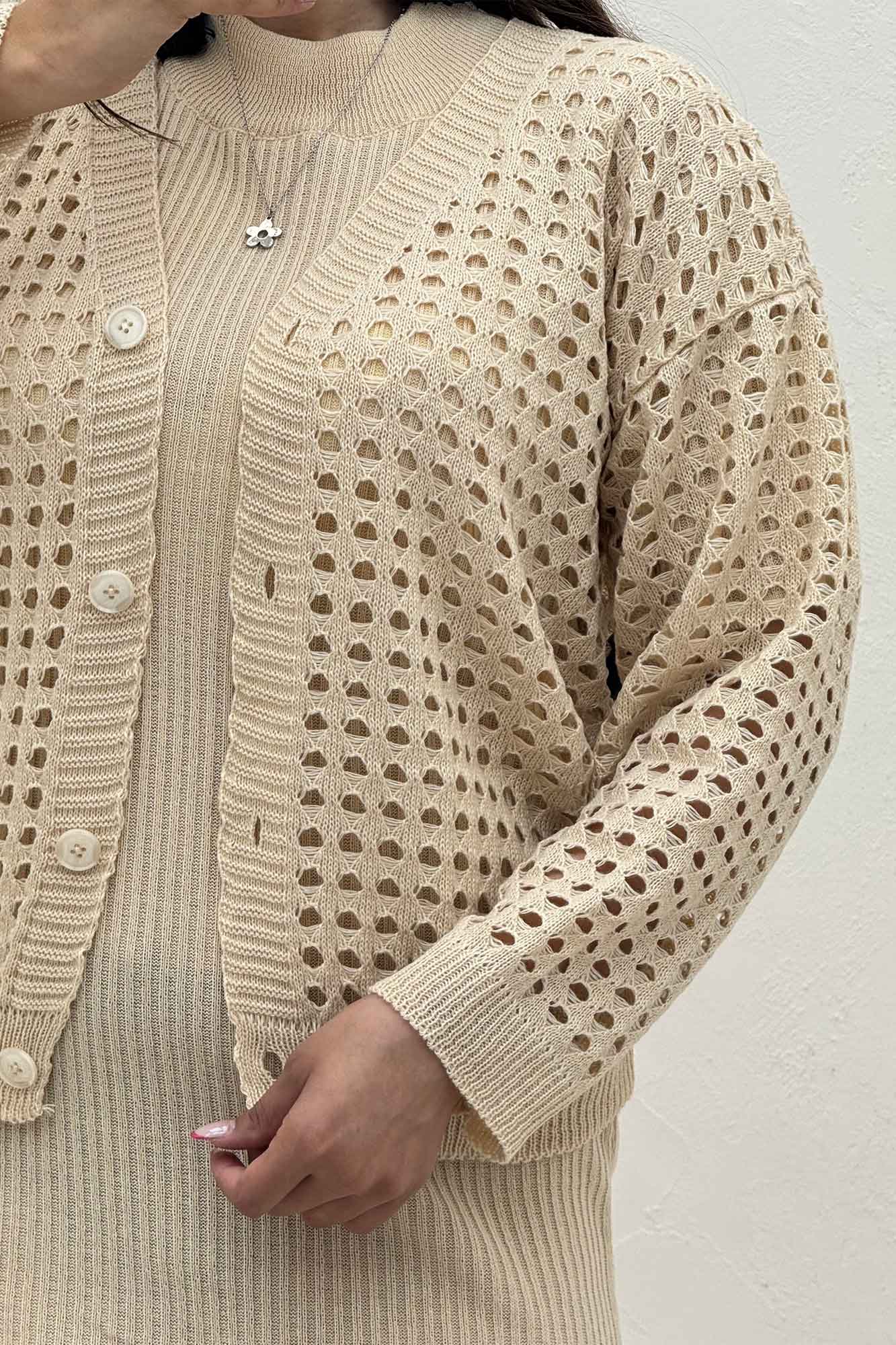 ست کت و سارافن پنجره ای بافت