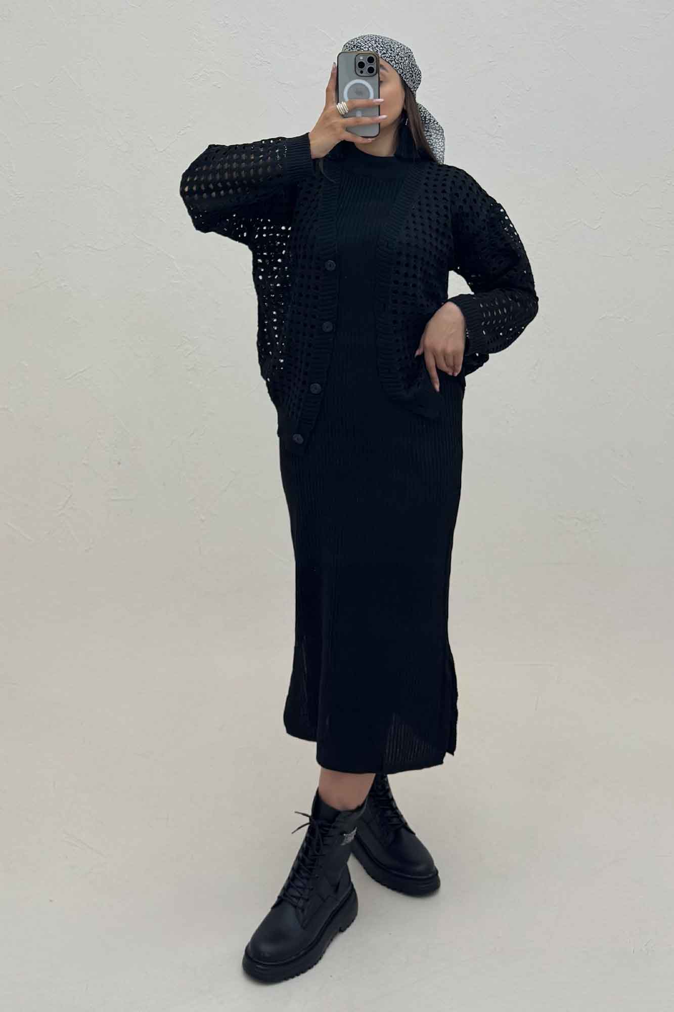 ست کت و سارافن پنجره ای بافت