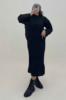 ست کت و سارافن پنجره ای بافت