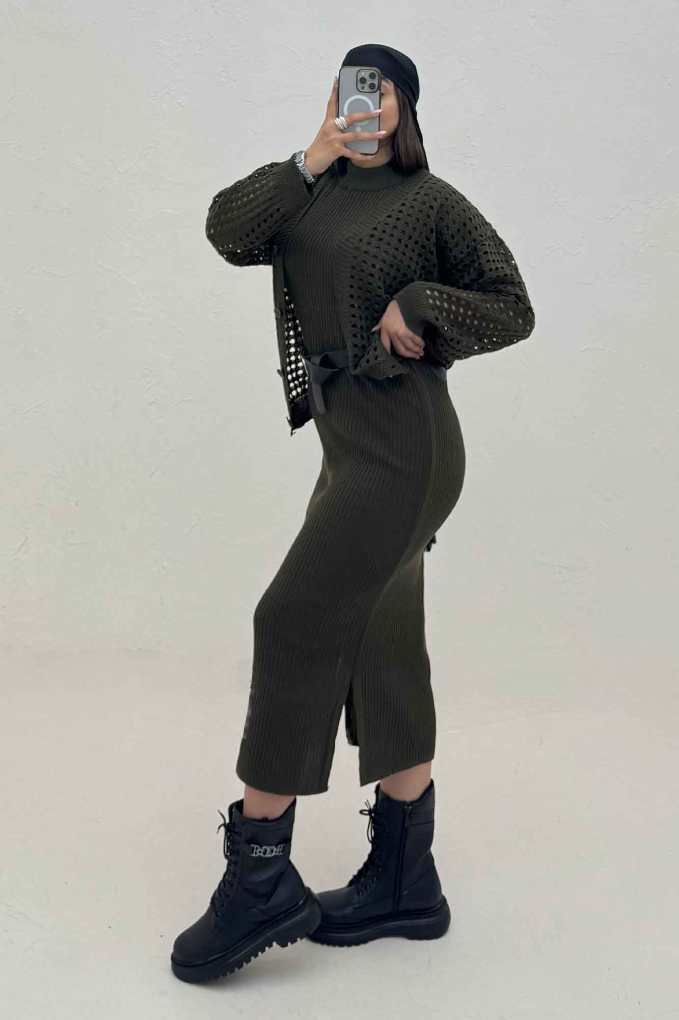 ست کت و سارافن پنجره ای بافت