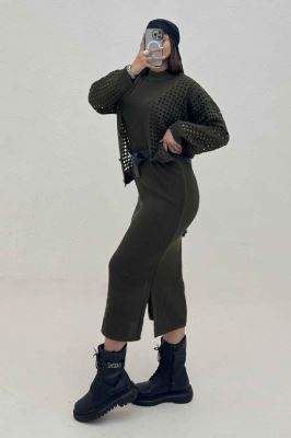 ست کت و سارافن پنجره ای بافت