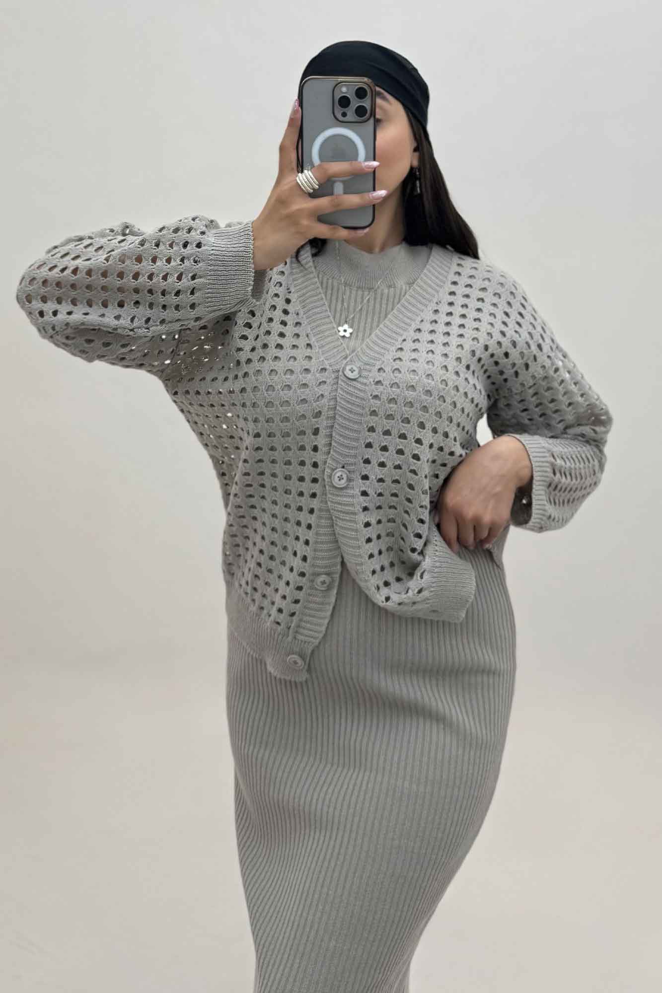 ست کت و سارافن پنجره ای بافت