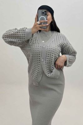 ست کت و سارافن پنجره ای بافت