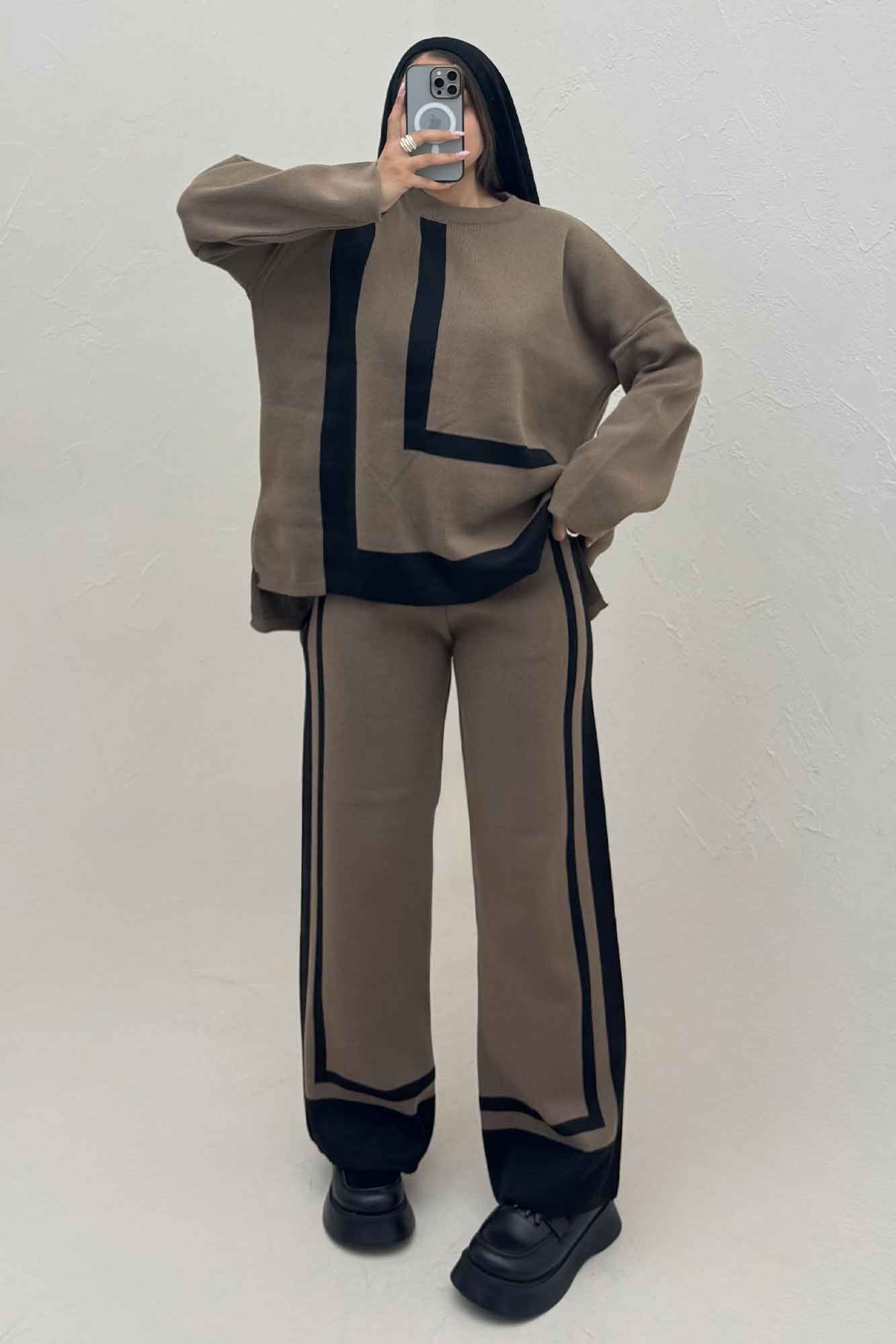 ست دورس و شلوار بافت لاین 412