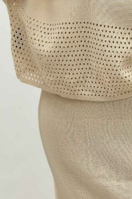 ست دو تیکه رویه و سارافن بافت شبکه ای