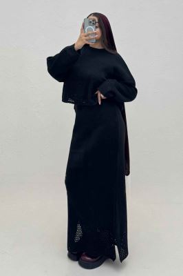 ست دو تیکه رویه و سارافن بافت شبکه ای