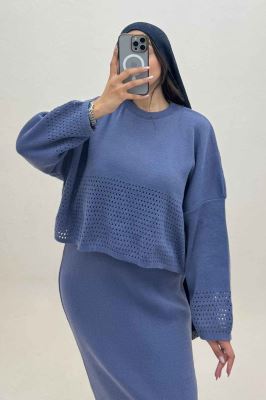 ست دو تیکه رویه و سارافن بافت شبکه ای