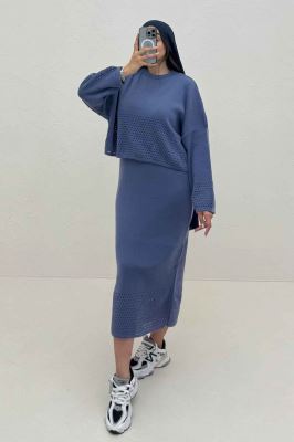 ست دو تیکه رویه و سارافن بافت شبکه ای