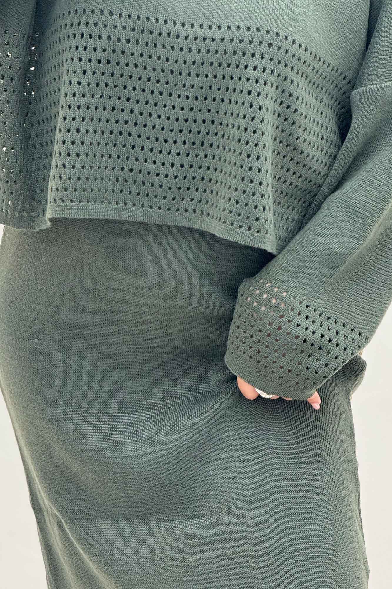 ست دو تیکه رویه و سارافن بافت شبکه ای